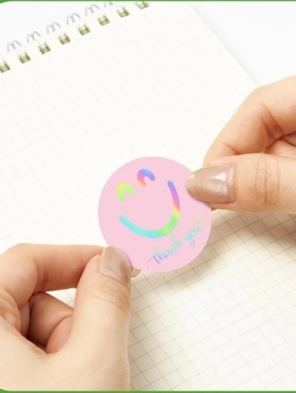 150 Holographic Pastel Thank You Smiley Sticker Labels 1.5